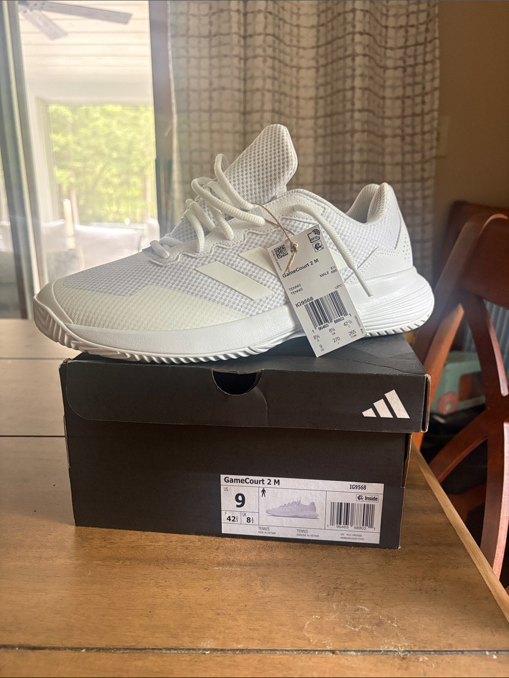 adidas Men's All-White GameCourt 2 Athletic Sneakers